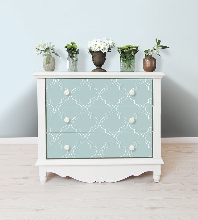 【予約受付】はがせる シール 壁紙 NU WALLPAPER / Slate Blue Quatrefoil Peel And Stick Wallpaper / NU1826