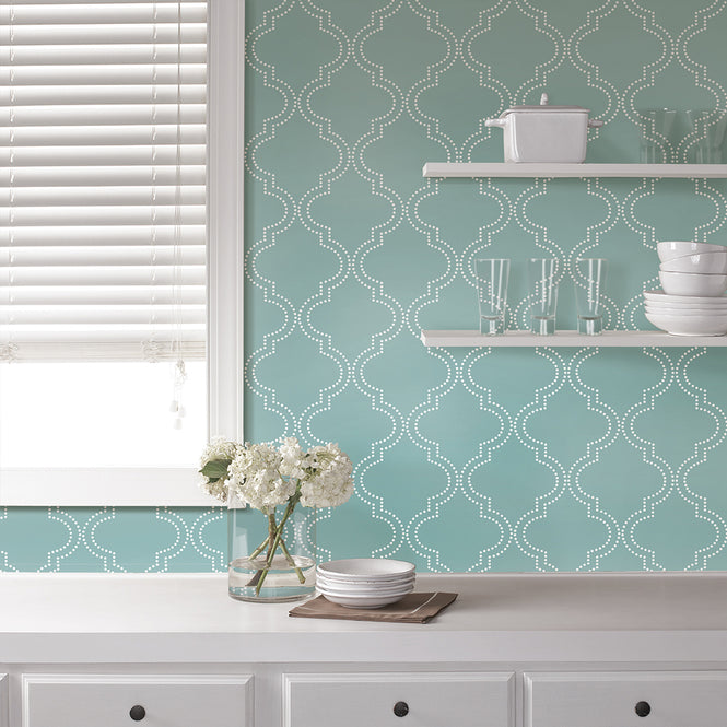 【予約受付】はがせる シール 壁紙 NU WALLPAPER / Slate Blue Quatrefoil Peel And Stick Wallpaper / NU1826