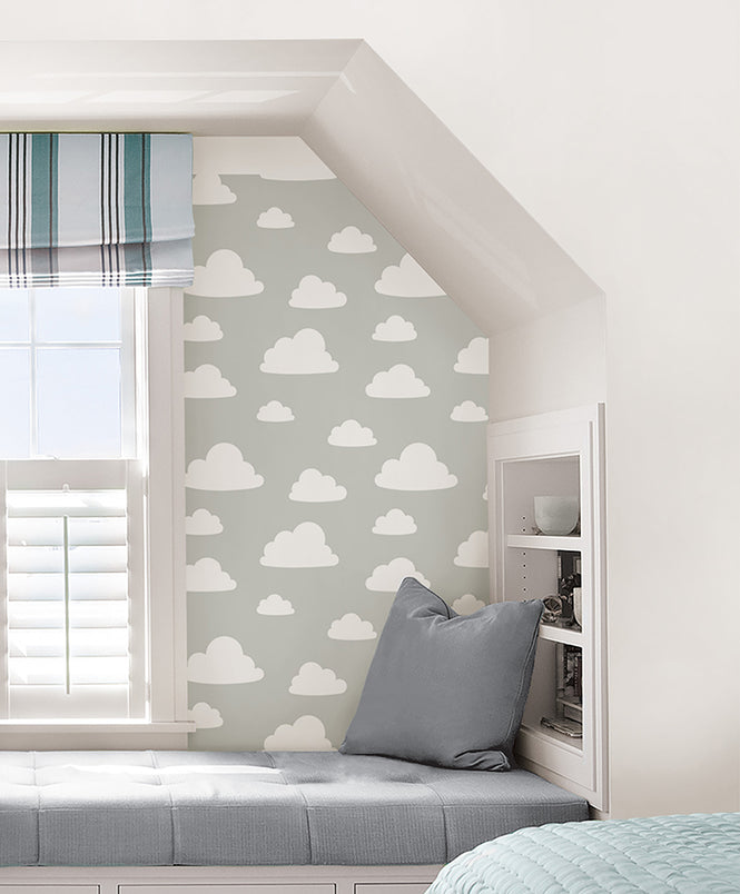 【予約受付】はがせる シール 壁紙 NU WALLPAPER / Clouds Grey Peel and Stick Wallpaper / NU1931
