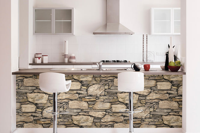 はがせる シール 壁紙 NU WALLPAPER / Hadrian Stone Wall Peel and Stick Wallpaper / NU2065(NUS2065)