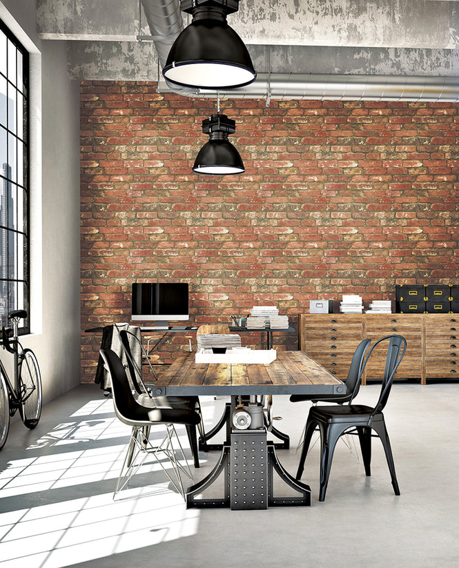 【予約受付】はがせる シール 壁紙 NU WALLPAPER / West End Brick Peel and Stick Wallpaper / NU2214