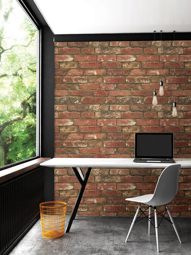 はがせる シール 壁紙 NU WALLPAPER / West End Brick Peel and Stick Wallpaper / NU2214