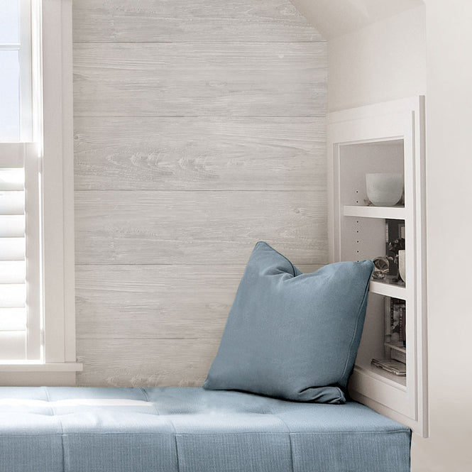 【予約受付】はがせる シール 壁紙 NU WALLPAPER / GREY WOOD PLANK Peel And Stick Wallpaper / NU2397(NUS2397)