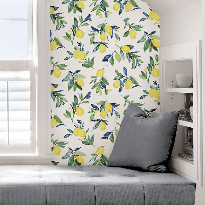 はがせる シール 壁紙 NU WALLPAPER / Lemon Drop Yellow Peel and Stick Wallpaper / NUS3161