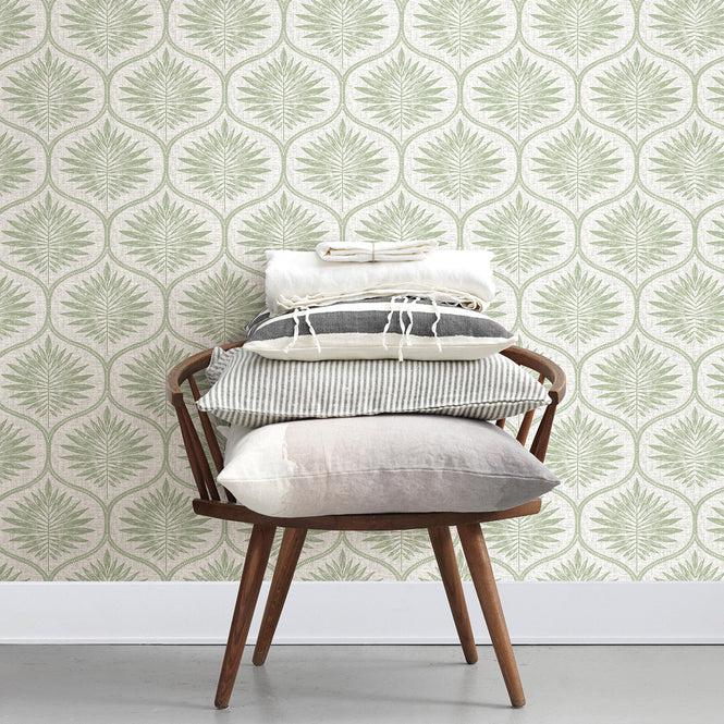 【予約受付】はがせる シール 壁紙 NU WALLPAPER / Green Primitive Leaves Peel and Stick Wallpaper / NUS3621
