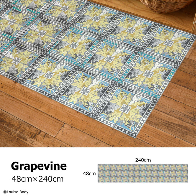拭ける キッチンマット【Sheete me!】Louise Body / Grapevine(240cm×48cm)