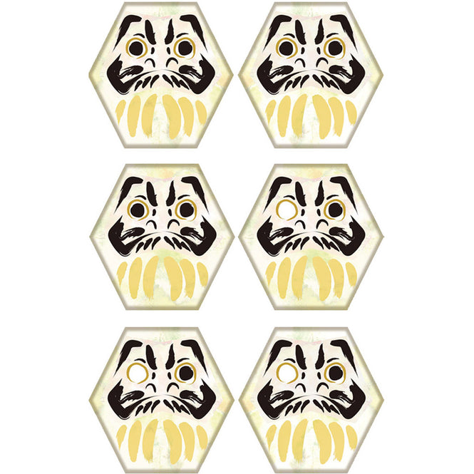 【WALLTZ ステッカー】 ハシジュンコ / Daruma kikko (42x42cmサイズ) 6枚セット Bタイプ 両目目入れ/片目目入れ / haku(白)