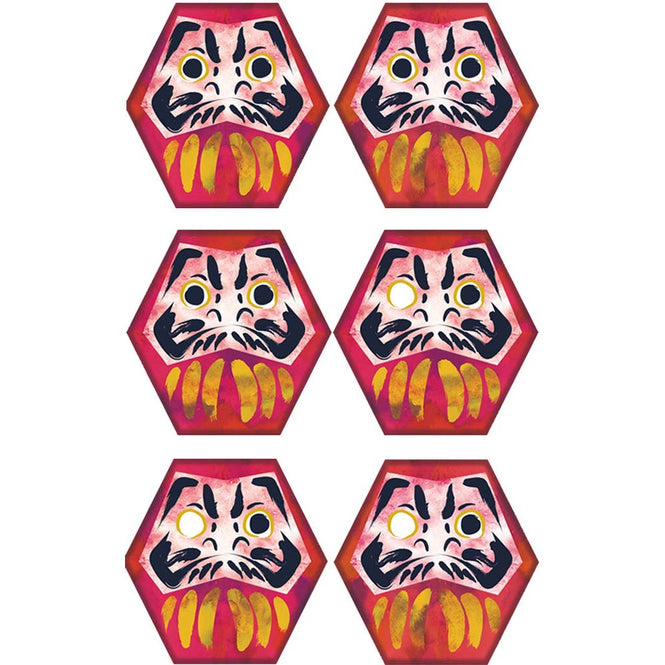 【WALLTZ ステッカー】 ハシジュンコ / Daruma kikko (42x42cmサイズ) 6枚セット Bタイプ 両目目入れ/片目目入れ / ko(紅)