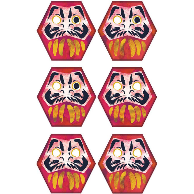 【WALLTZ ステッカー】 ハシジュンコ / Daruma kikko (42x42cmサイズ) 6枚セット Cタイプ 片目目入れ/目入れなし / ko(紅)