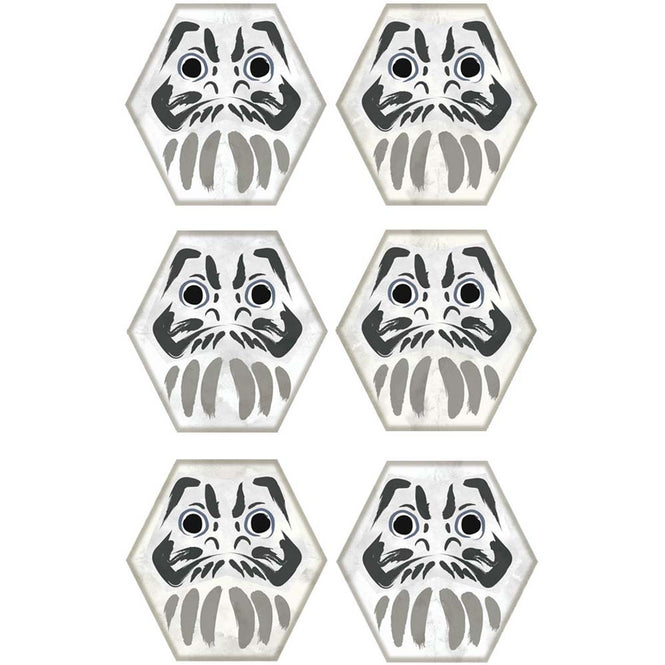 【WALLTZ ステッカー】 ハシジュンコ / Daruma kikko (42x42cmサイズ) 6枚セット Aタイプ 両目目入れ / sumi(墨)