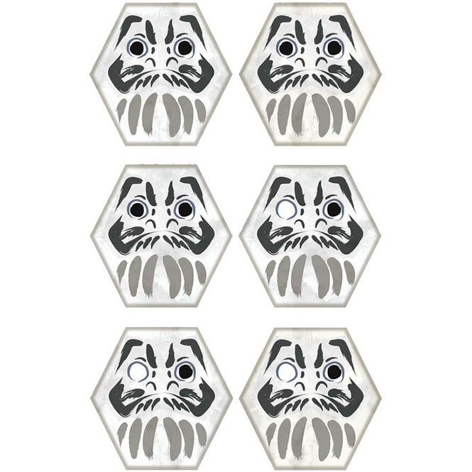 【WALLTZ ステッカー】 ハシジュンコ / Daruma kikko (42x42cmサイズ) 6枚セット Bタイプ 両目目入れ/片目目入れ / sumi(墨)