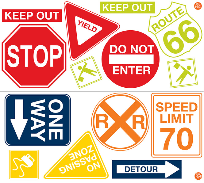 はがせるウォールステッカー WALL POPS! / Road Signs Wall Art Decal Kit / WPK0617